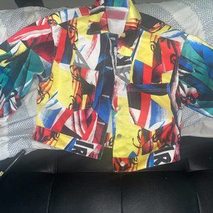 COPY - azalea wang geometric graffiti multi-colored button up jacket in great c…